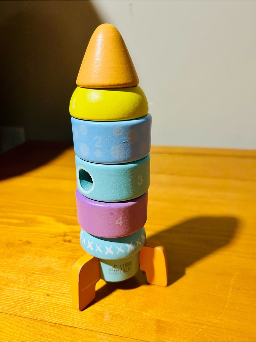 Stacking wooden Rocket Toy - Pastel Multicolor Kids Toy